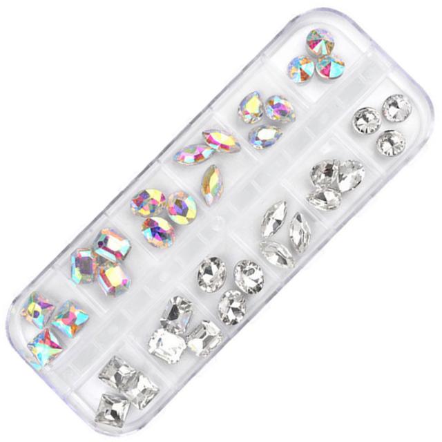 메이브라운 3d컷 네일스톤파츠 12종 세트 M02179 오펄실버 1세트