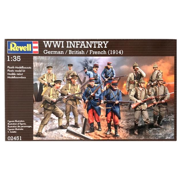 Revell 1:35 WWI German/French/British Infantry 프라모델 보병 세트, 1세트