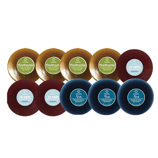 프로버블리 프리미엄 중성비누 10p 세트 1100g 어성초 4p + 딥클렌징 3p + 청대 3p, 1세트