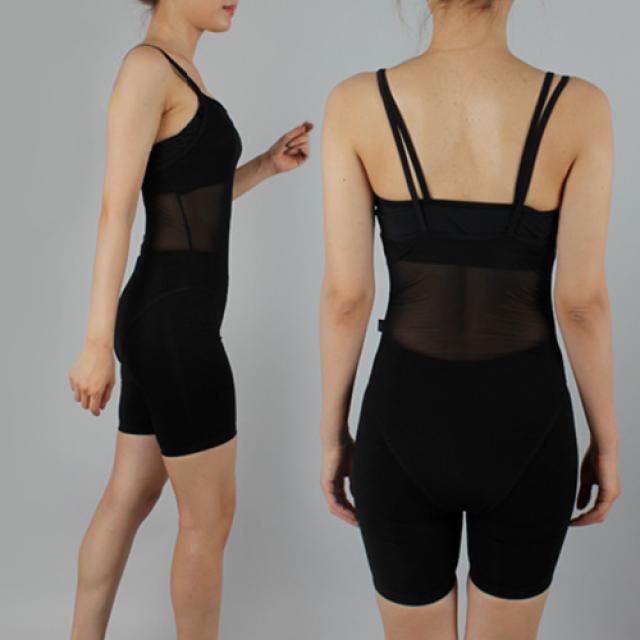 코러스라인 망끈나시 스냅삼각 에어로빅복, 검정