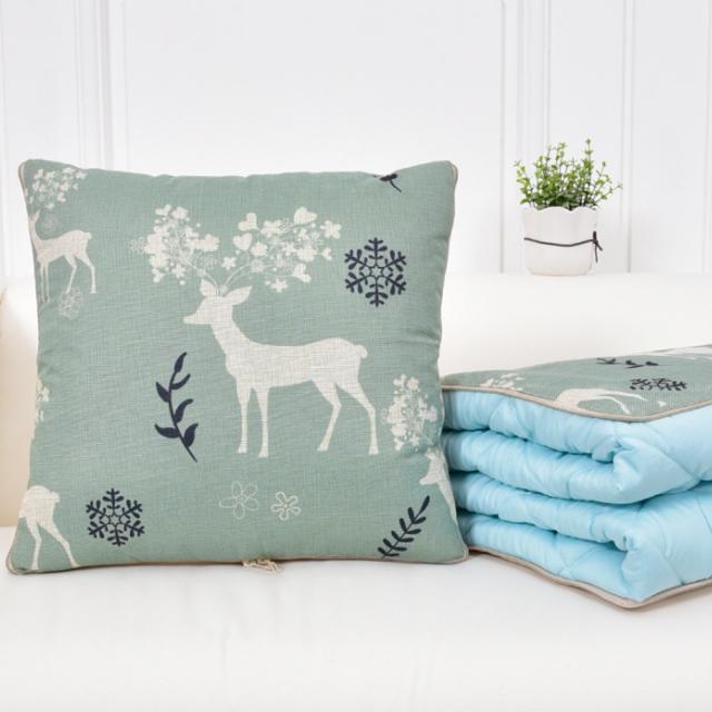 스윗리빙 노르딕스타일 쿠션 담요, 눈송이사슴