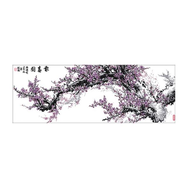 zkf 인테리어용 십자수 세트 봄의 징조 퍼플, 혼합 색상, 1세트
