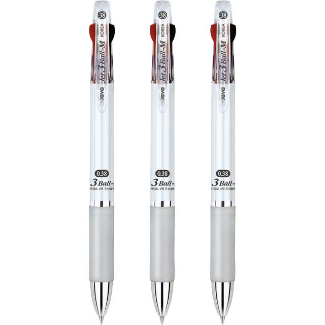 자바펜 제트3볼m 유성볼펜 0.38mm 화이트 3개입