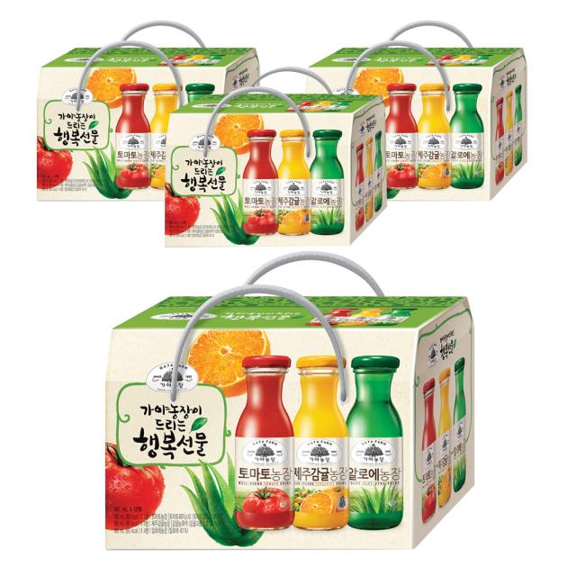 가야농장 행복음료 3종 선물세트, 180ml, 48병