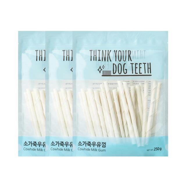 더주스 Think Your Dog Teeth 반려견 소가죽우유껌 우유맛 3개입