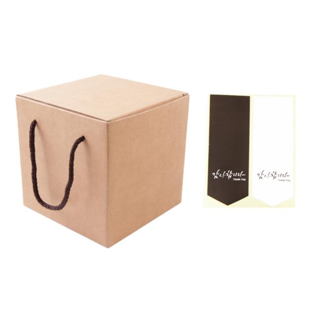 봄91 끈손잡이 골판지 사각상자 42호 15 x 15 x 15 cm + BOM 감사합니다 플래그 마감스티커 흰색 6p + 검은색 6p, 혼합 색상, 1세트