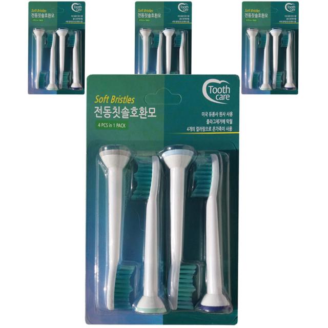 Toothcare 필립스 음파전동칫솔호환모 4p, 단일 상품, 4개입