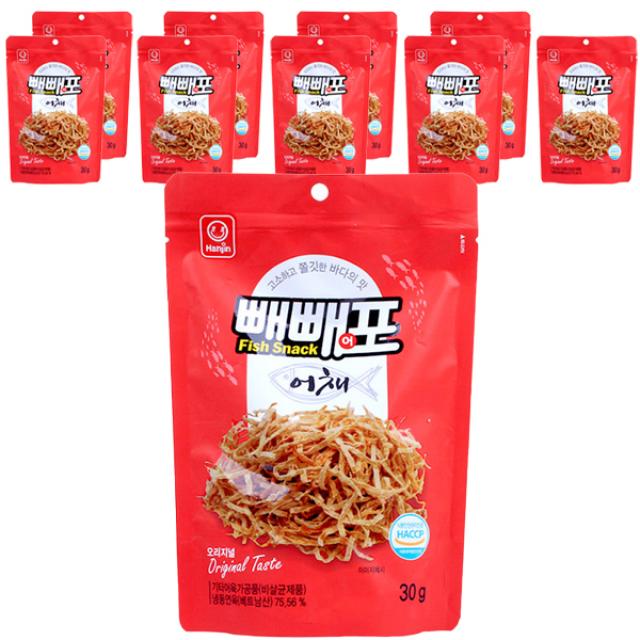 한진식품 빼빼어포 오리지널 어채, 30g, 10개입