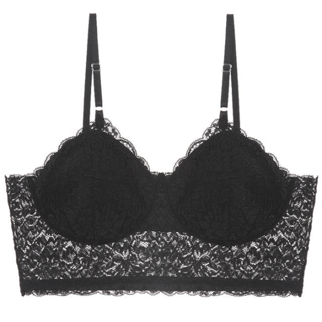 아이앤비 노와이어 레이스 일자끈 브라렛