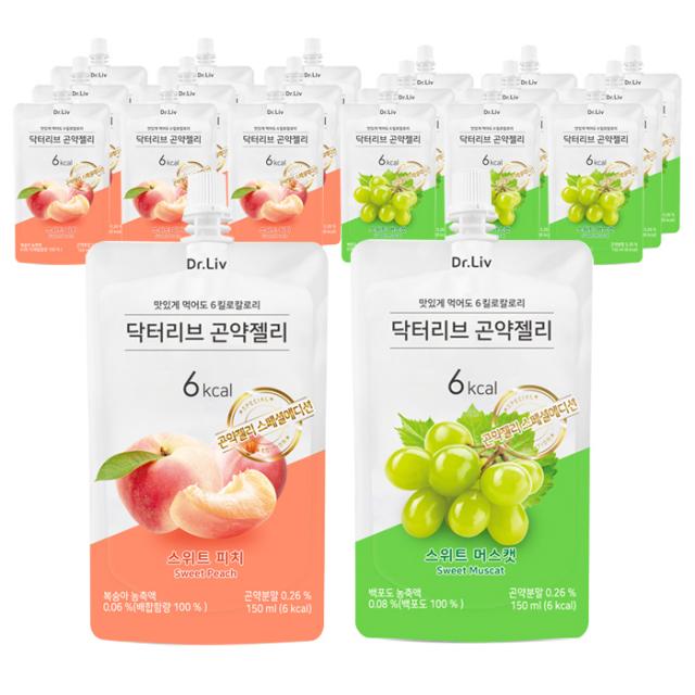 닥터리브 곤약젤리 스위트 머스캣 150ml X 10p + 스위트 피치 150ml X 10p 1세트