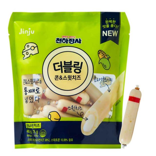 진주햄 천하장사 더블링 콘&스윗치즈, 25g, 16개입