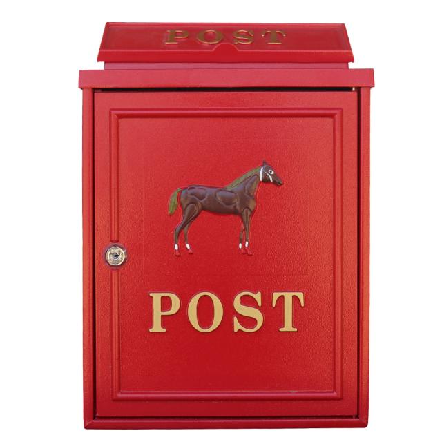 인스타조명 POST 벽걸이형 말 주물우체통, 레드