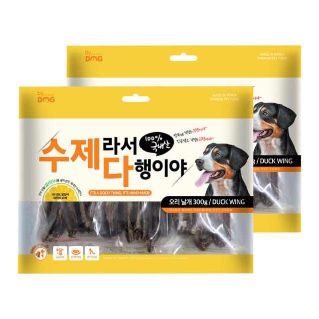 바이독 수제라서다행이야 강아지 간식, 오리날개, 2개입