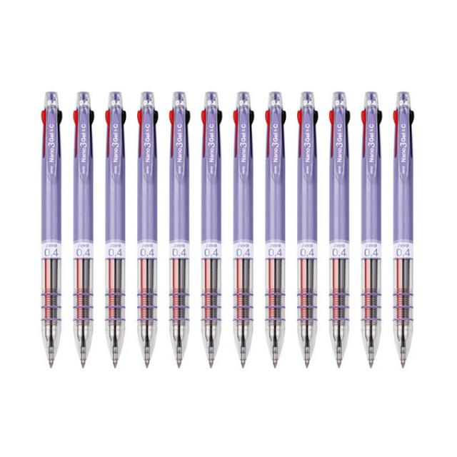 자바펜 중성펜 나노3겔&c 0.4mm 라벤더 12개입