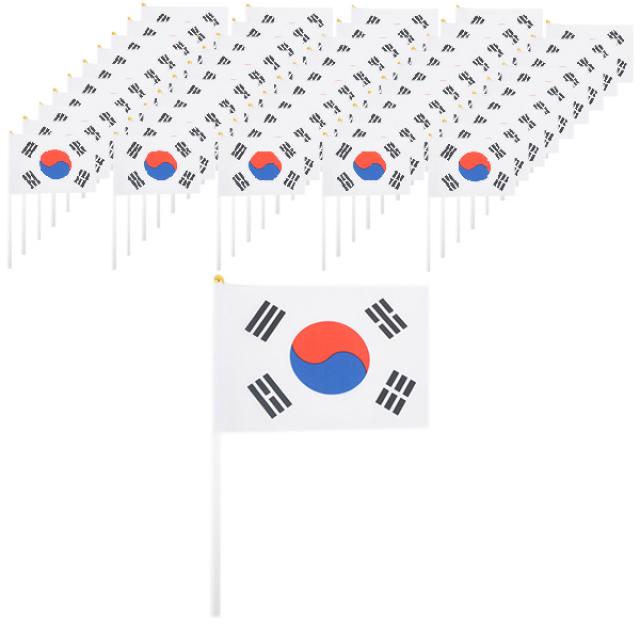 파티쇼 일체형 수기 태극기 미니, 혼합 색상, 50개입