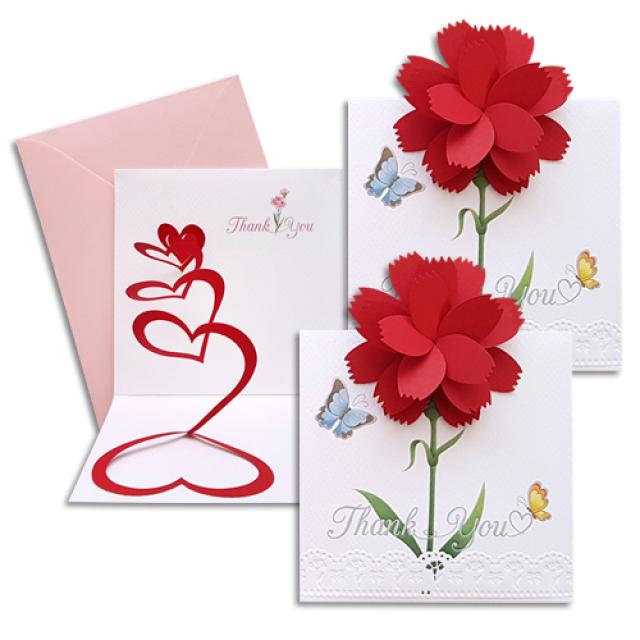 안개나라 감사카드 팝업 카네이션 3세트