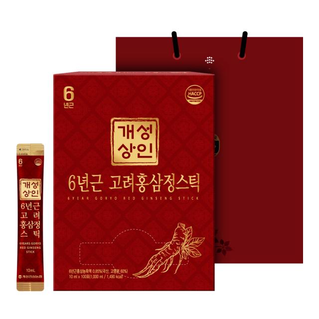 개성상인 6년근 고려홍삼정스틱 100개입 + 쇼핑백, 1000ml, 1세트