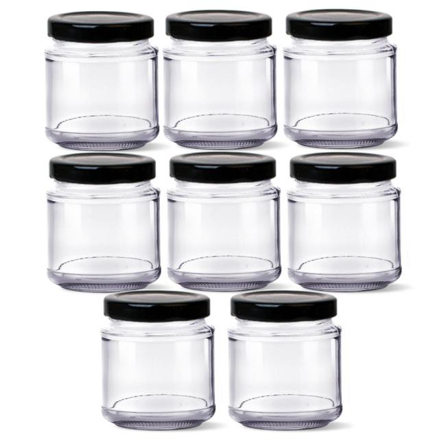 글라스락 300 높은형 유리병 블랙 200ml + 뚜껑 랜덤 발송, 8세트