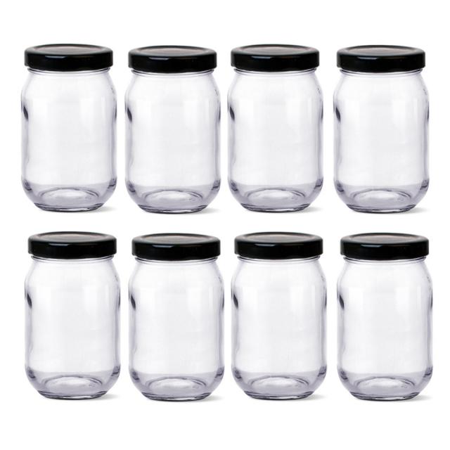 글라스락 580 높은형 유리병 블랙 500ml + 뚜껑 랜덤 발송, 8세트