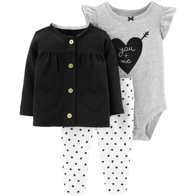 카터스 베이비 여아용 3p 하트 가디건 세트