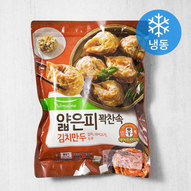 풀무원 얇은피 꽉찬속 김치만두 (냉동), 1kg, 1개