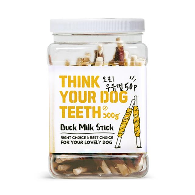 Think Your Dog Teeth 우유껌 스틱 건조간식 42p 500g 오리맛 1개