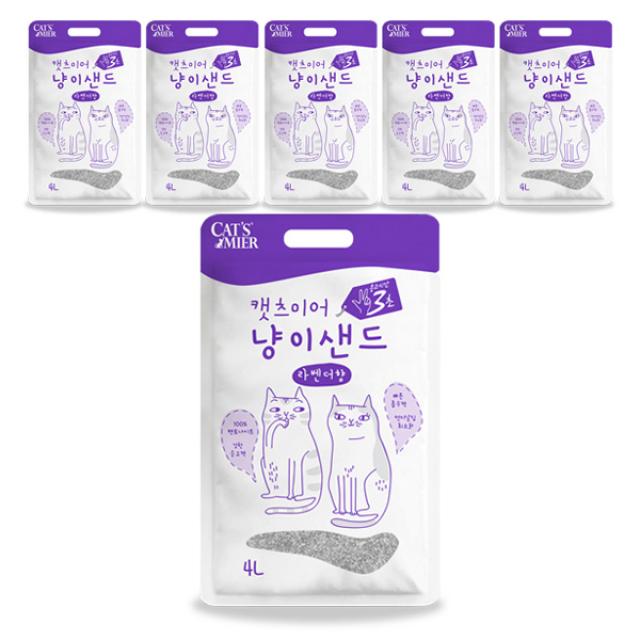 캣츠미어 냥이샌드 벤토나이트모래 라벤더향, 4L, 6개