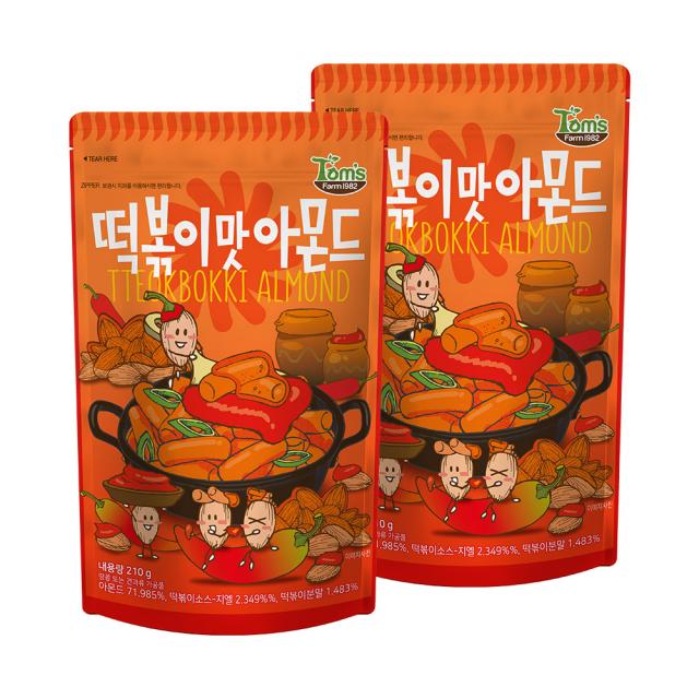 탐스팜 떡볶이맛 아몬드, 210g, 2개