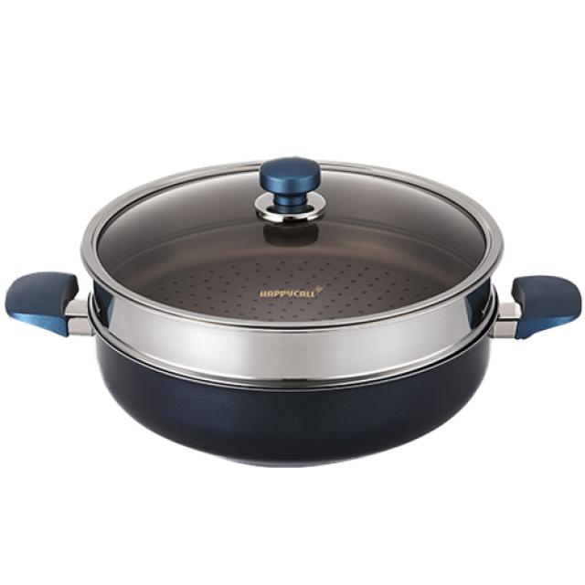 해피콜 클래식 다이아몬드 블루 파티웍 + 뚜껑 + 찜기 파티웍 32cm 뚜껑 32cm 찜기 32cm 1세트