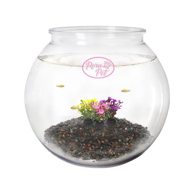 로라펫 플라스틱 복조리어항 + 인조수초 3종 + 바닥재 세트