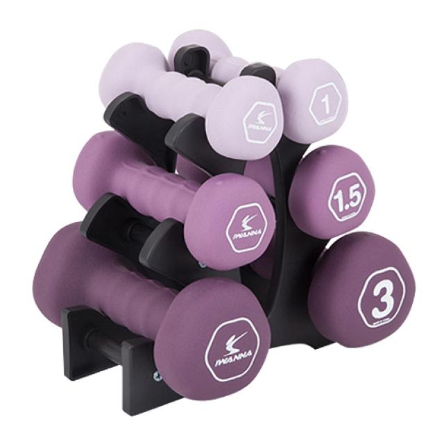 아이워너 네오프렌 삼각아령 1kg X 2p + 1.5kg X 2p + 3kg X 2p + 아령거치대 세트 1세트