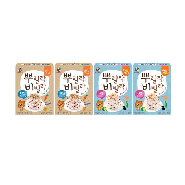 우리애들밥상 뿌릴락비빌락 후리가케 해물 20g x 2p + 멸치 20g x 2p 세트, 해물맛, 멸치맛, 1세트