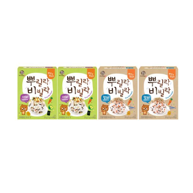 우리애들밥상 뿌릴락비빌락 후리가케 야채 20g x 2p + 멸치 20g x 2p 세트, 야채맛, 멸치맛, 1세트