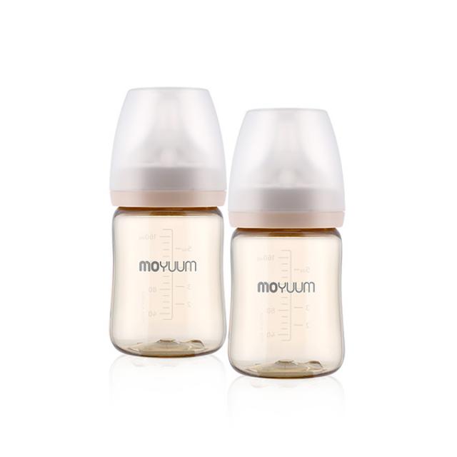 모윰 PPSU 올인원 젖병 170ml 2p + 리얼핏 젖꼭지 1단계 2p 세트, 베이지