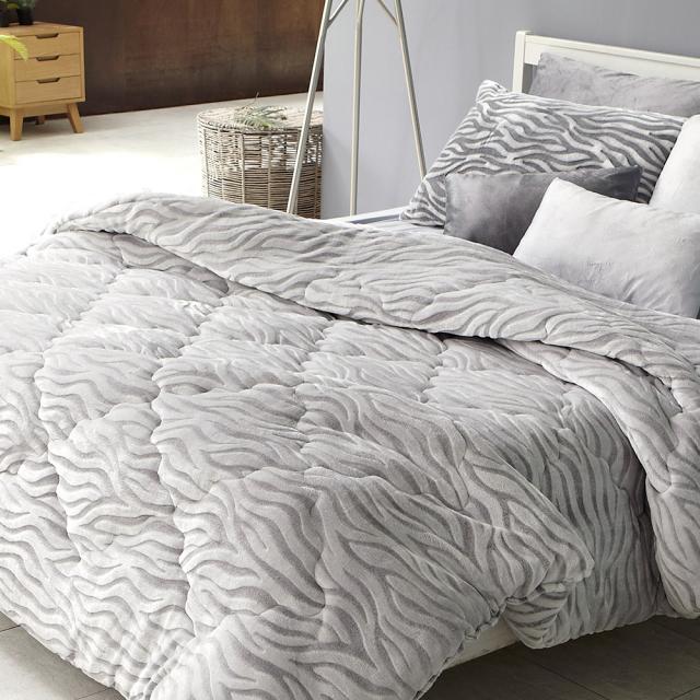 더자리 고밀도 지브라무늬 라셀 착번아웃 극세사 차렵이불, 그레이