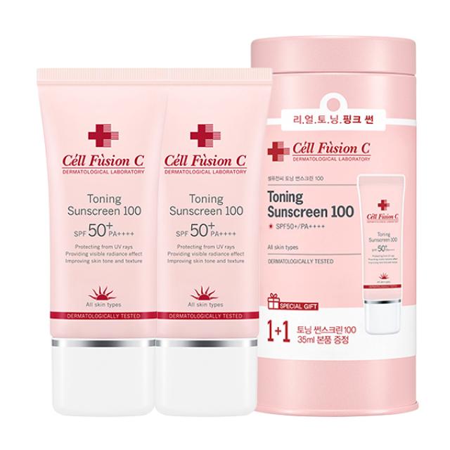 셀퓨전씨 토닝 썬스크린 100 SPF50+ PA++++, 35ml, 2개