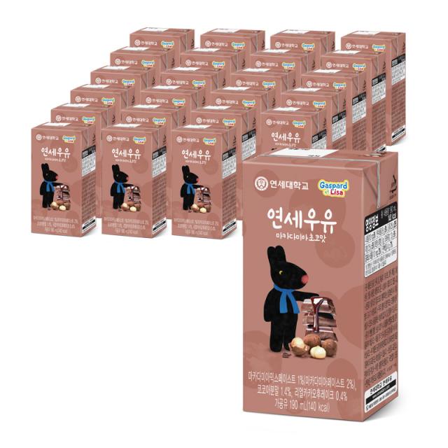 연세우유 마카다미아 초코맛 멸균우유, 190ml, 24개