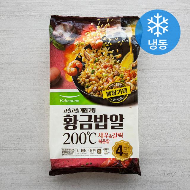 풀무원 고슬고슬 계란코팅 황금밥알 새우 갈릭 볶음밥 4인분 (냉동), 840g, 1개