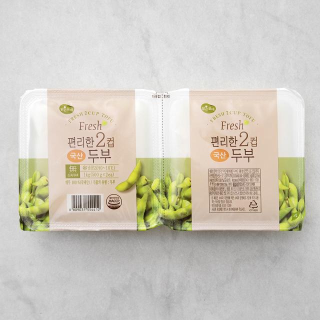 맑은물에 국산 편리한 2컵 두부 1kg 1개