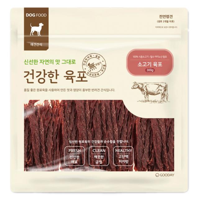 굿데이 반려동물 건강한육포 300g 소고기 육포 1개