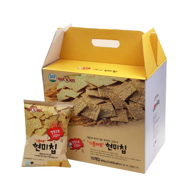 열풍으로 구운 기름제로 현미칩 선물세트, 과자 60g x 15p, 1세트