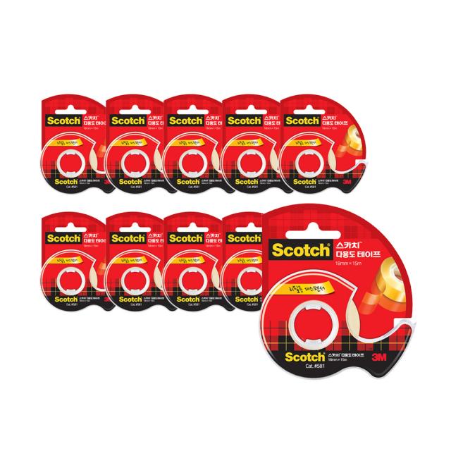 스카치 3m 다용도 셀로판테이프 디스펜서 581 18 Mm X 15 M 단일색상 10개