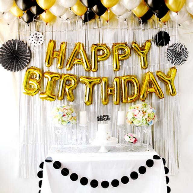 홈파티장식 생일파티 풍선세트, 럭셔리블랙(손펌프 랜덤발송), 1세트