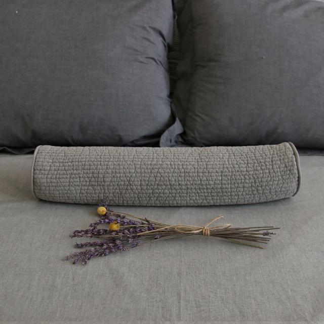 뽐에떼 줄누비 원통 경추베개 그레이