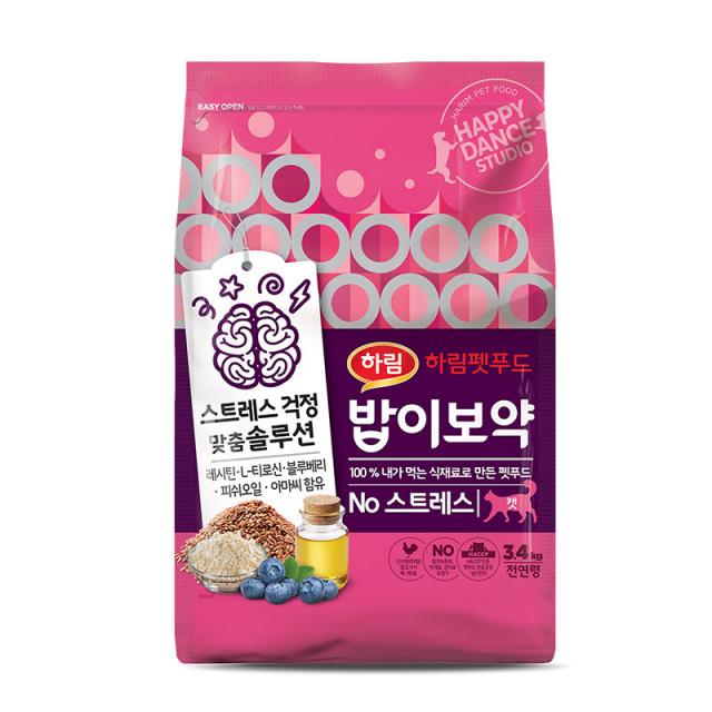 밥이보약 전연령 고양이 건식사료 No스트레스 3.4kg