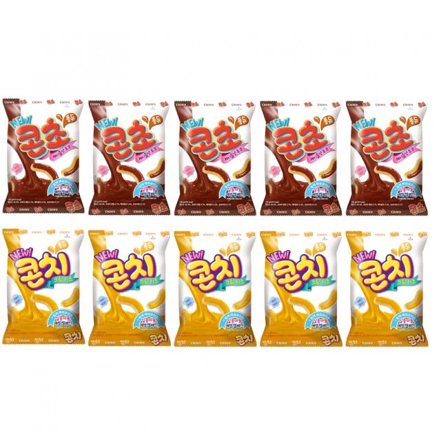 크라운 콘초코 52g x 5p + 콘치즈 52g x 5p 세트, 1세트