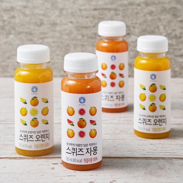 수가 스퀴즈 오렌지 185ml X 2p + 자몽 185ml X 2p 1세트