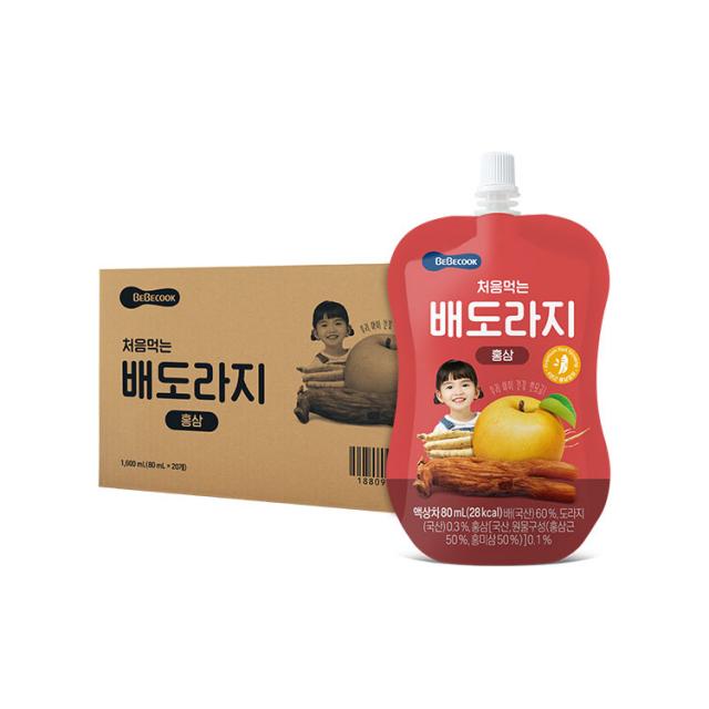 베베쿡 처음먹는 배도라지 어린이 음료 80ml 홍삼 20개