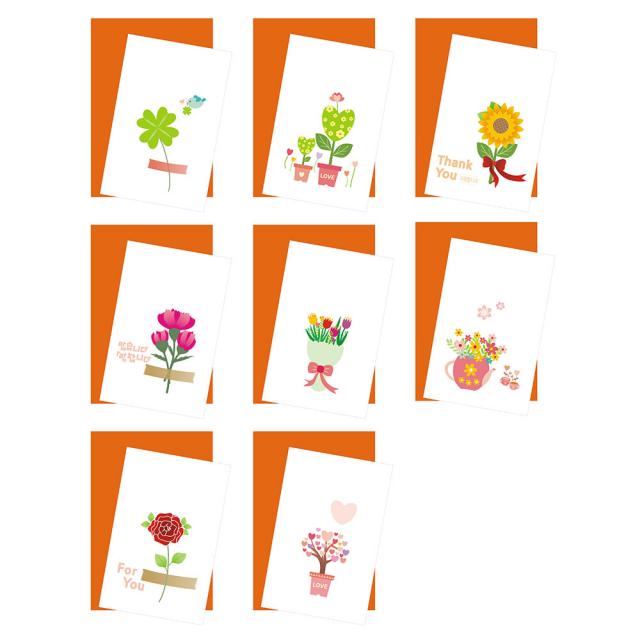 단비나인 플라워 메세지 카드 8종, 혼합색상, 2세트