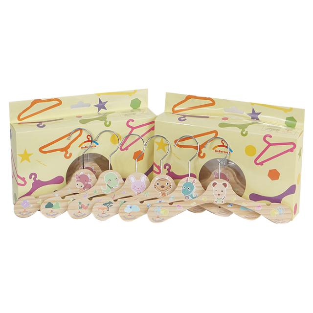 베베훅 프리미엄 유아동 복담은 십이지신 캐릭터 소나무 원목 옷걸이A 6종세트, 쥐띠, 소띠, 범띠, 토끼띠, 용띠, 뱀띠, 1세트